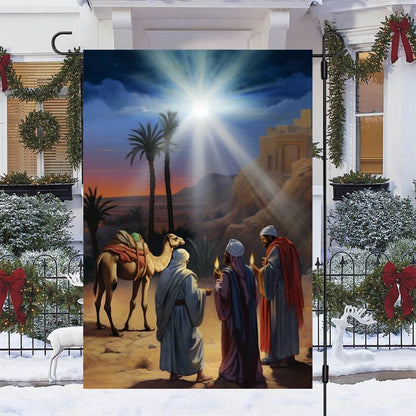 Journey Of The Magic In The Desert Oasis Flag, Christian Christmas House Flag, Christmas Outdoor Decor Ideas