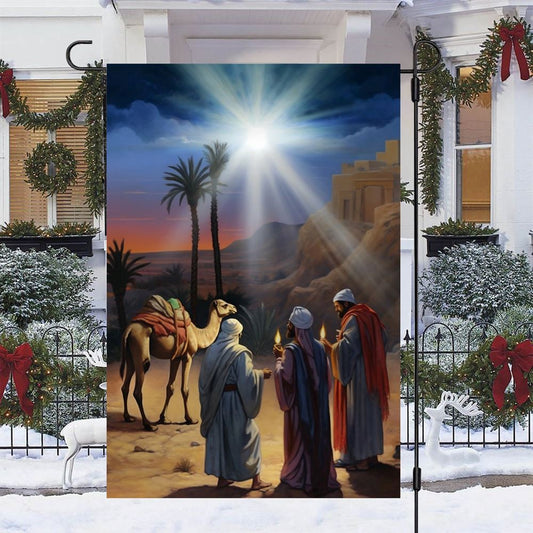 Journey Of The Magic In The Desert Oasis Flag, Christian Christmas House Flag, Christmas Outdoor Decor Ideas