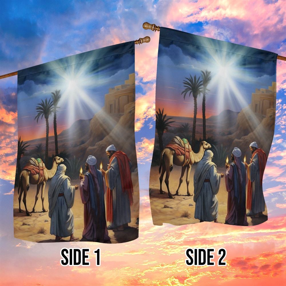 Journey Of The Magic In The Desert Oasis Flag, Christian Christmas House Flag, Christmas Outdoor Decor Ideas