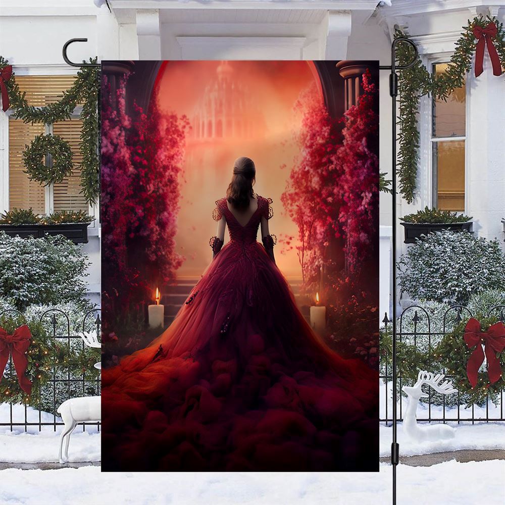 Journey To The Crimson Palace Flag, Christmas Garden Flag, Home Decor Accessories, Christmas Outdoor Decor Ideas