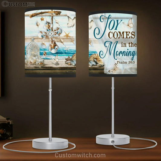 Joy Comes In The Morning Psalm 305 Seashell Cross Beach Butterfly Table Lamb