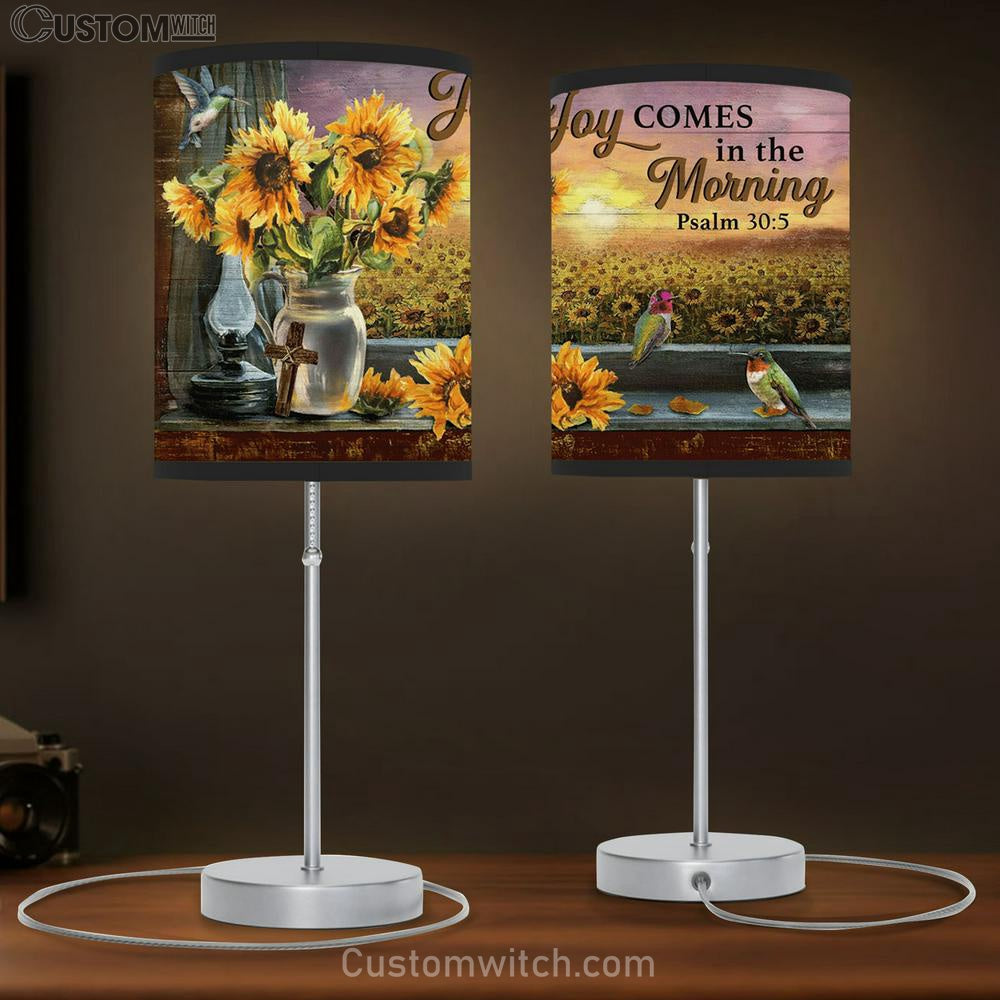 Joy Comes In The Morning Sunflower Hummingbird Large Table Lamb - Christian Table Lamb Prints - Religious Table Lamb Art