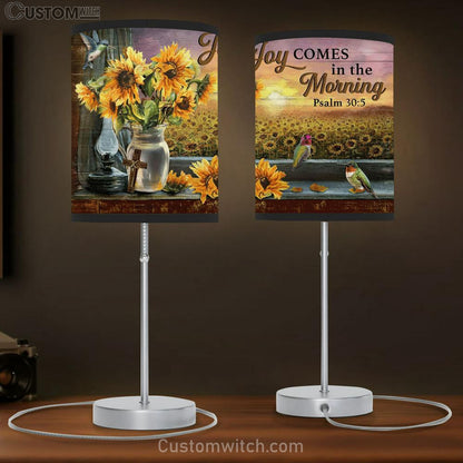 Joy Comes In The Morning Sunflower Hummingbird Large Table Lamb - Christian Table Lamb Prints - Religious Table Lamb Art