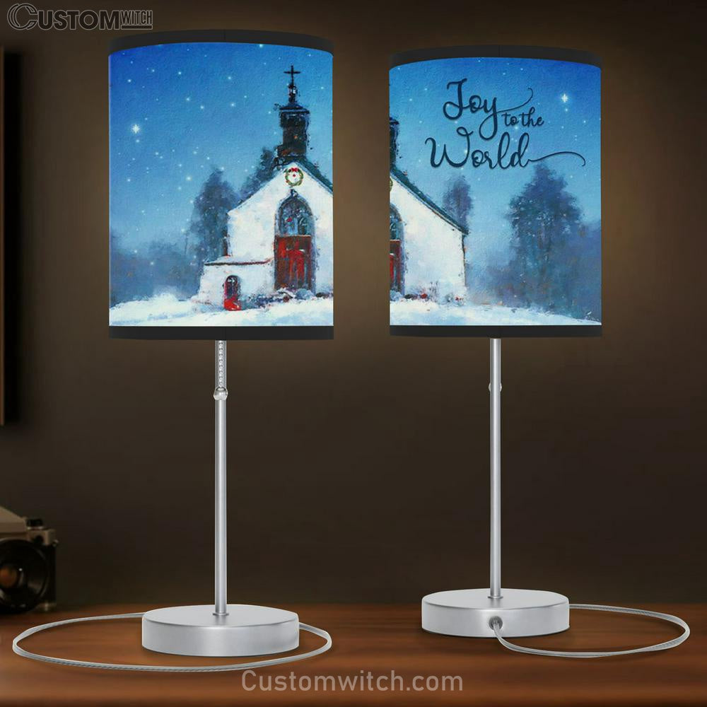 Joy To The World - Old Country Church - Christmas Table Lamb Gift - Christian Bedroom Decor