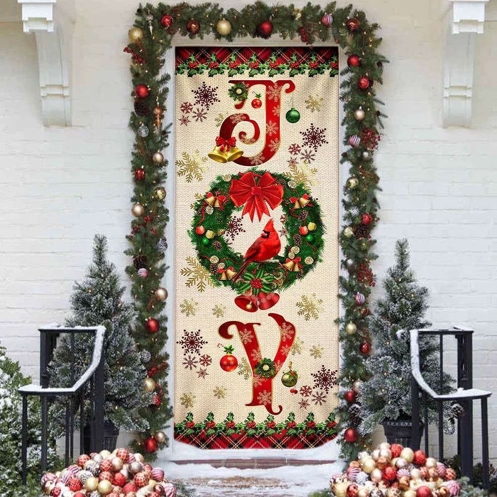 Joy To The World Cardinal Christmas Door Cover, Cardinal Christmas Decor, Christmas Door Knob Covers, Christmas Outdoor Decoration