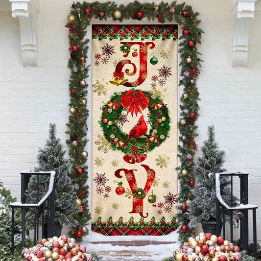 Joy To The World Cardinal Christmas Door Cover, Cardinal Christmas Decor, Christmas Door Knob Covers, Christmas Outdoor Decoration