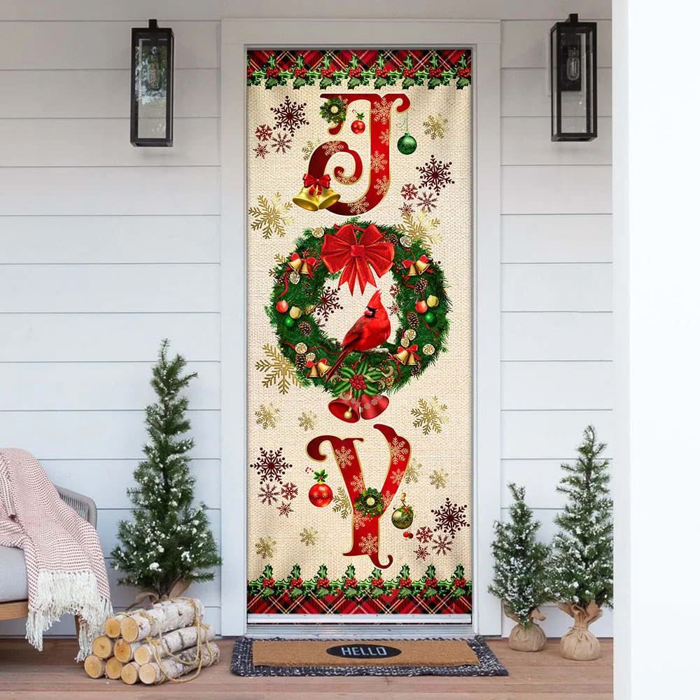 Joy To The World Cardinal Christmas Door Cover, Cardinal Christmas Decor, Christmas Door Knob Covers, Christmas Outdoor Decoration