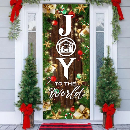 Joy To The World Christmas Door Cover, Christmas Door Knob Covers, Christmas Outdoor Decoration