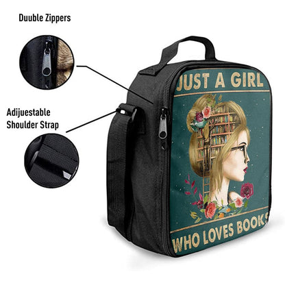 Just A Girl Who Loves Books Lunch Bag, Christian Lunch Box For School, Picnic