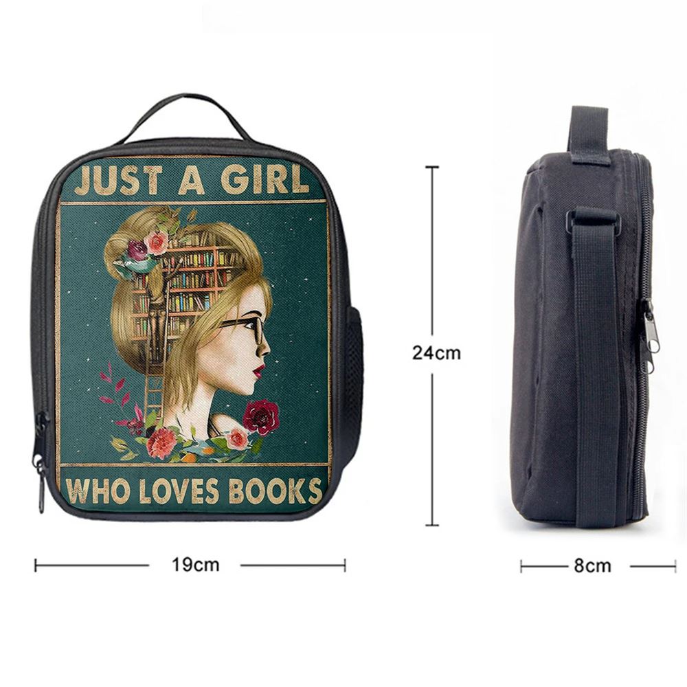 Just A Girl Who Loves Books Lunch Bag, Christian Lunch Box For School, Picnic