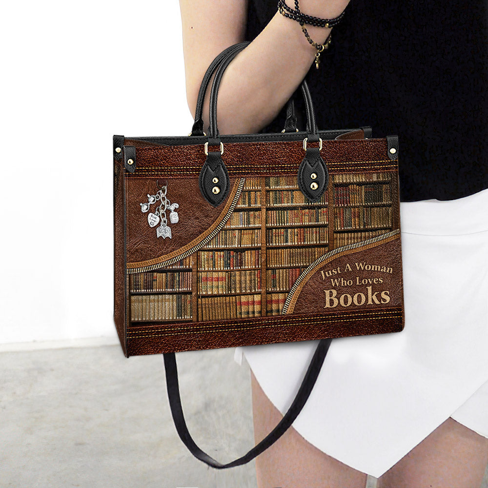 Just A Woman Who Loves Books Leather Bag, Women's Pu Leather Bag, Best Mother's Day Gifts