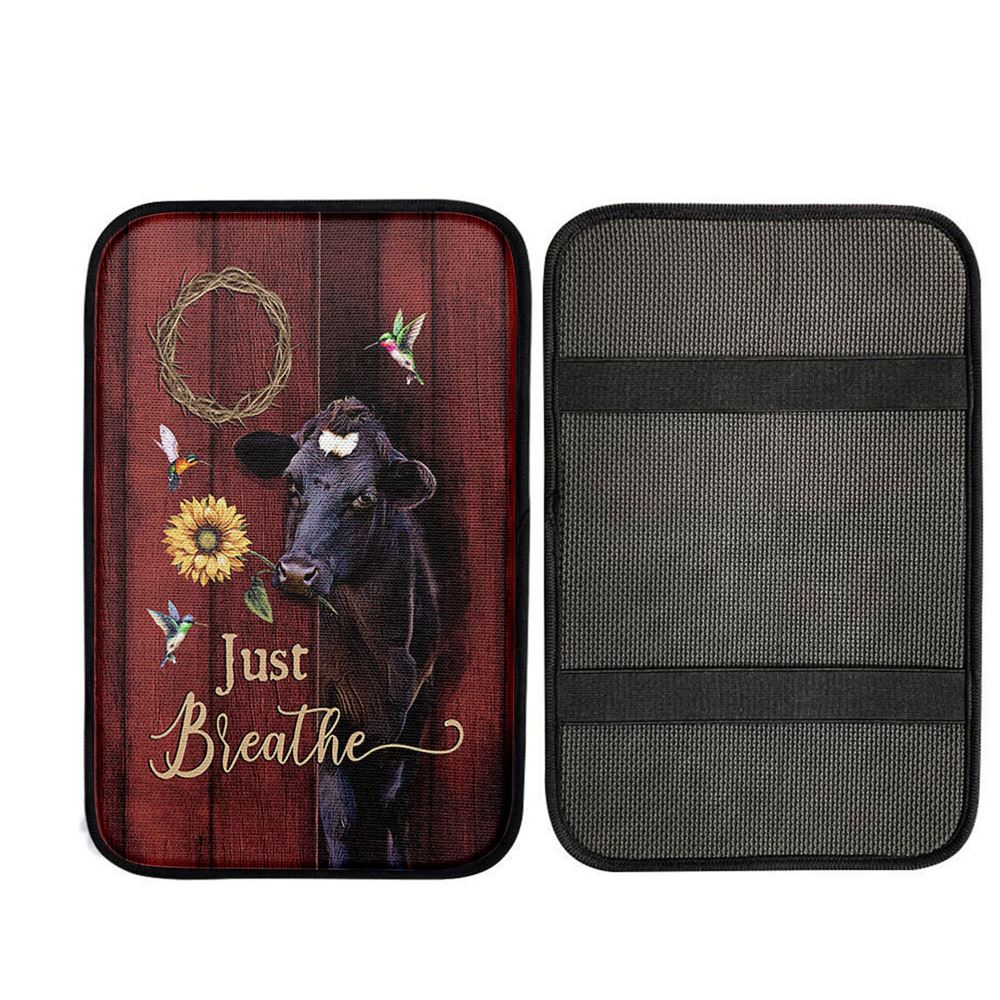 Just Breath Angus Cow Sunflower Car Center Console Cover, God Car Armrest Accessories