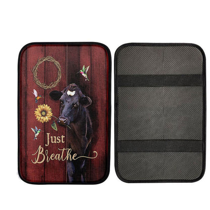 Just Breath Angus Cow Sunflower Car Center Console Cover, God Car Armrest Accessories