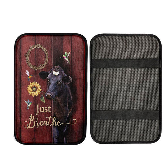 Just Breath Angus Cow Sunflower Car Center Console Cover, God Car Armrest Accessories