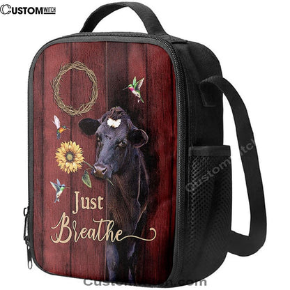 Just Breath Angus Cow Sunflower Lunch Bag, Christian Lunch Box For School, Picnic