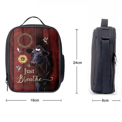 Just Breath Angus Cow Sunflower Lunch Bag, Christian Lunch Box For School, Picnic