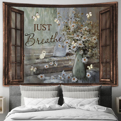 Just Breath Flower Large Tapestry - Christian Tapestry Prints - Religious Tapestry Art