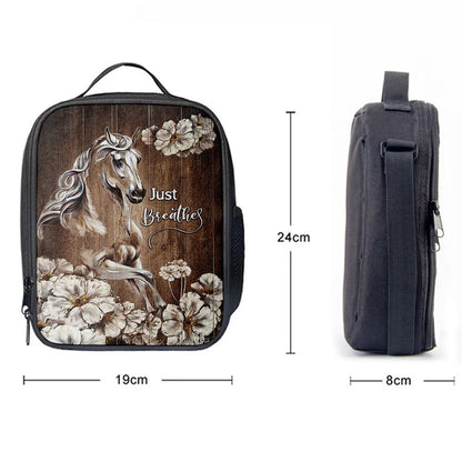 Just Breath Horse Beautiful White Flower Lunch Bag, Christian Lunch Box For School, Picnic