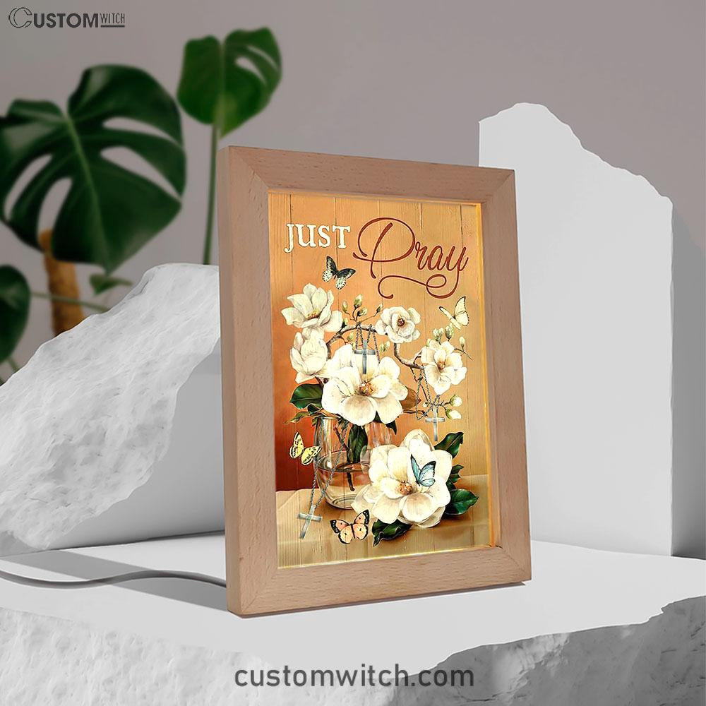 Just Breathe Art Frame Lamp - Bible Verse Wooden Lamp - Christian Art Home Decor