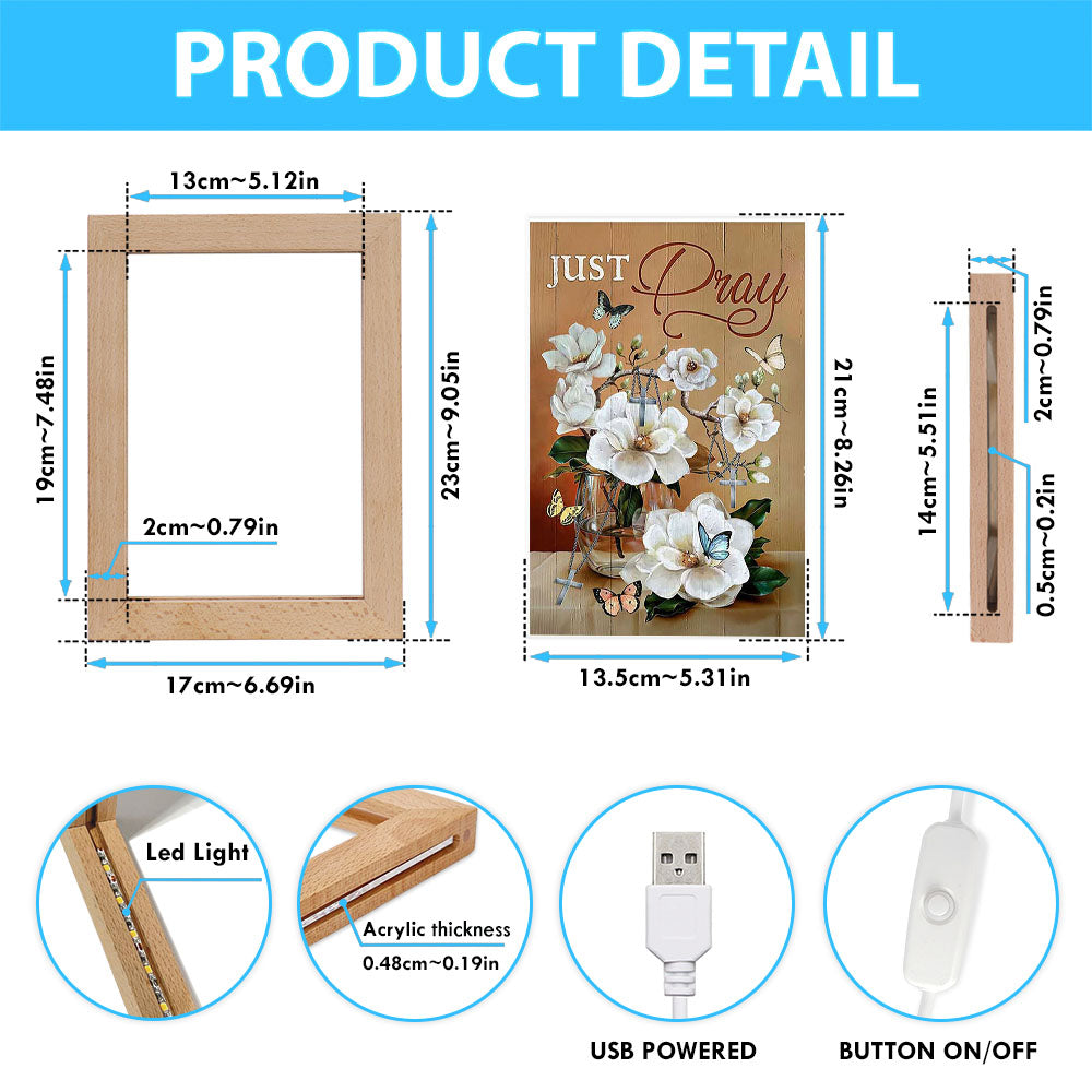 Just Breathe Art Frame Lamp - Bible Verse Wooden Lamp - Christian Art Home Decor