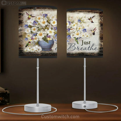 Just Breathe Bacopa Plant Hummingbirds Table Lamb Gift - Bible Verse Table Lamb - Religious Bedroom Decor
