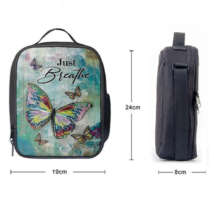 Just Breathe Brilliant Butterfly Lunch Bag, Christian Lunch Box For School, Picnic