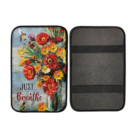 Just Breathe Brilliant Flower Hummingbird Car Armrest Pad, God Car Armrest Accessories
