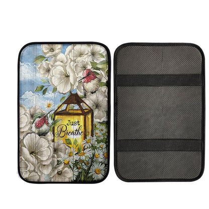 Just Breathe Camellia Forest Hummingbird Car Center Console Cover, God Car Armrest Accessories
