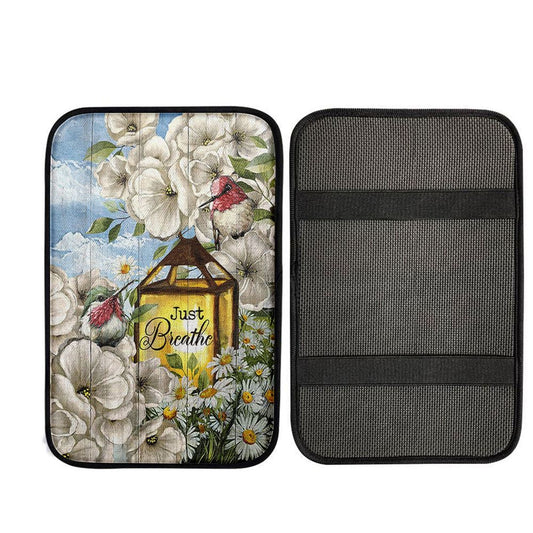 Just Breathe Camellia Forest Hummingbird Car Center Console Cover, God Car Armrest Accessories