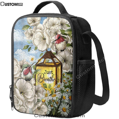 Just Breathe Camellia Forest Hummingbird Lunch Bag, Christian Lunch Box For School, Picnic