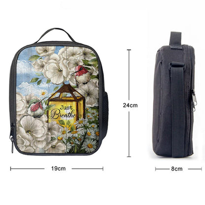 Just Breathe Camellia Forest Hummingbird Lunch Bag, Christian Lunch Box For School, Picnic