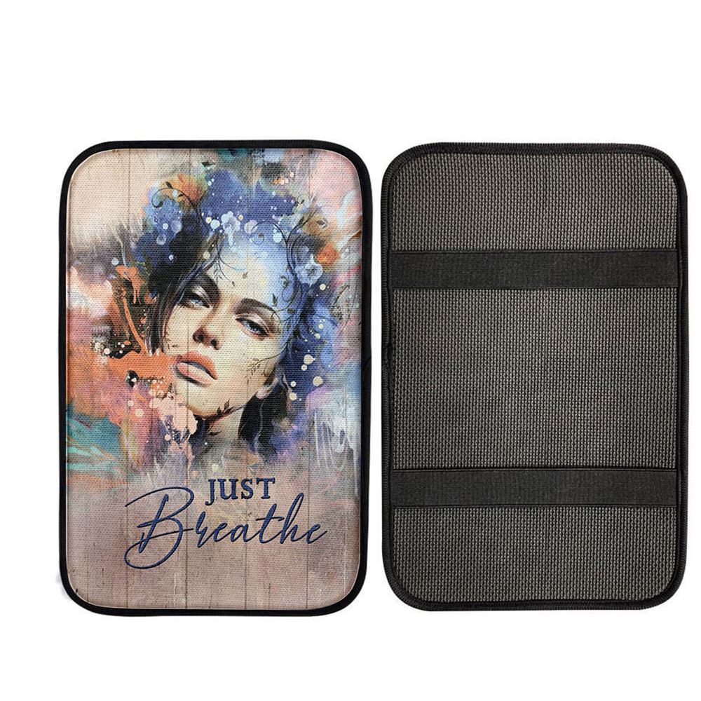 Just Breathe Car Center Console Cover, Religious Car Interior Accessories