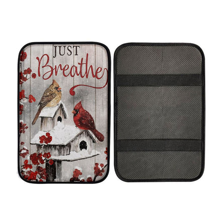 Just Breathe Cardinals Car Center Console Cover, Religious Car Interior Accessories