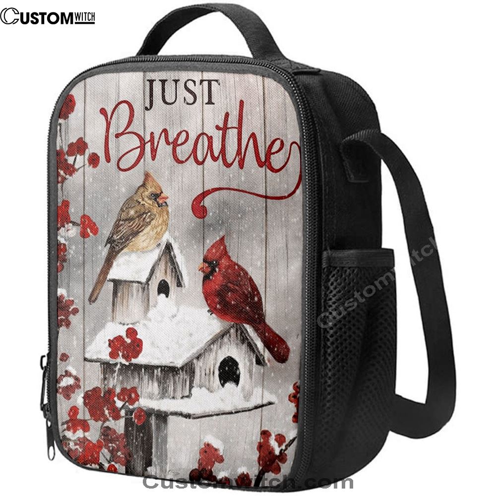 Just Breathe Cardinals Lunch Bag, Christian Lunch Box For School, Picnic