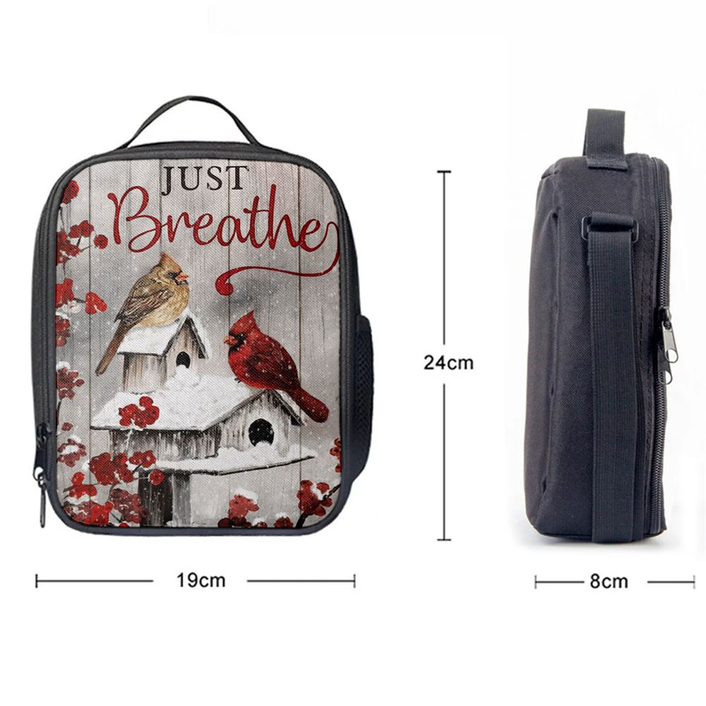 Just Breathe Cardinals Lunch Bag, Christian Lunch Box For School, Picnic