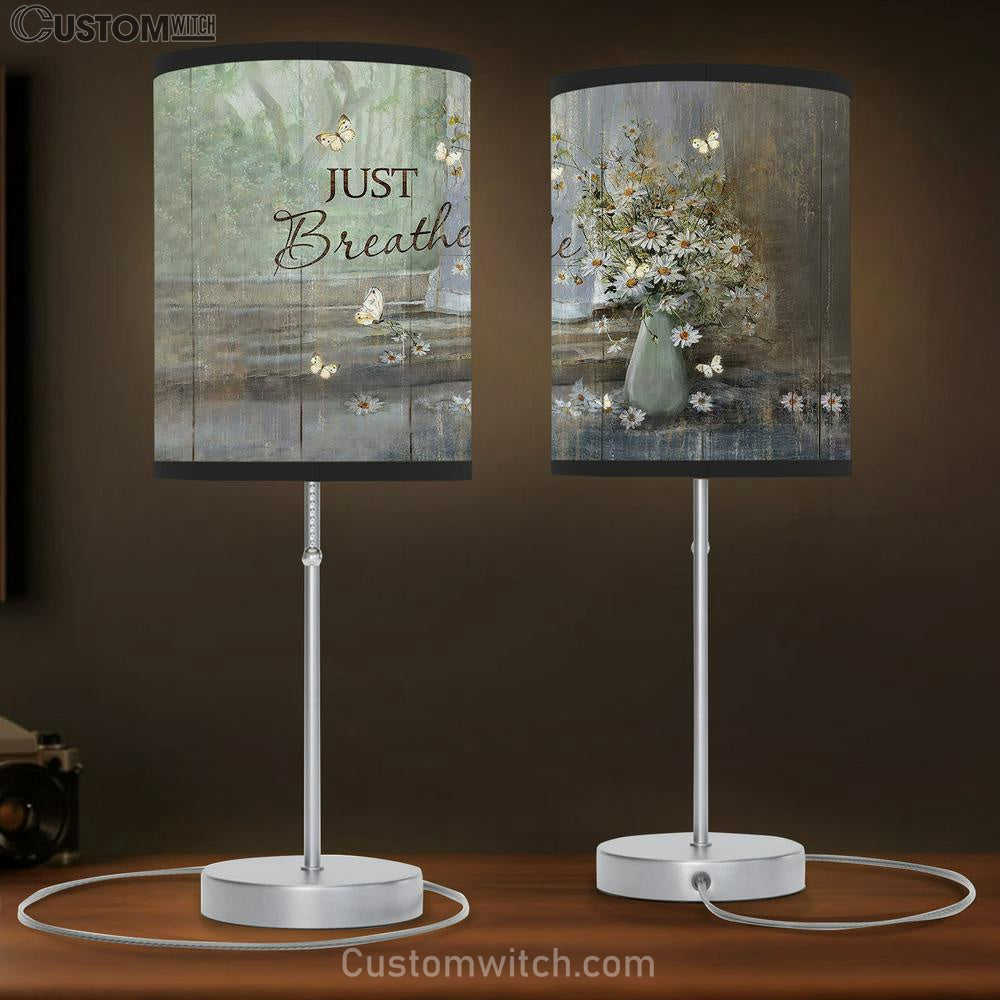 Just Breathe Daisy Flower Table Lamb Art - Bible Verse Lamb Gift - Christian Bedroom Decor
