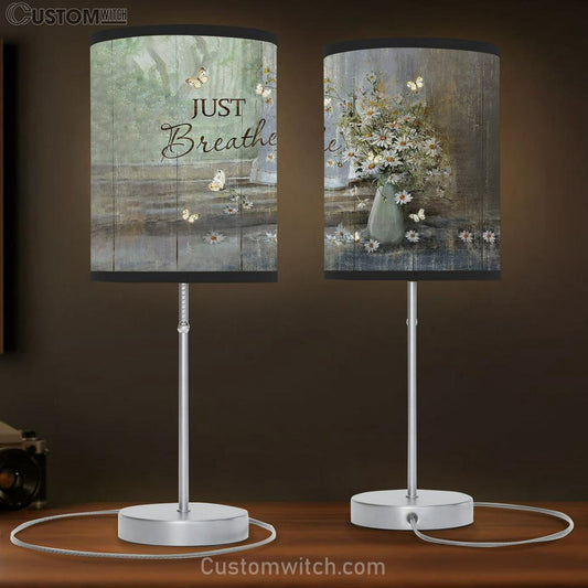 Just Breathe Daisy Flower Table Lamb Art - Bible Verse Lamb Gift - Christian Bedroom Decor