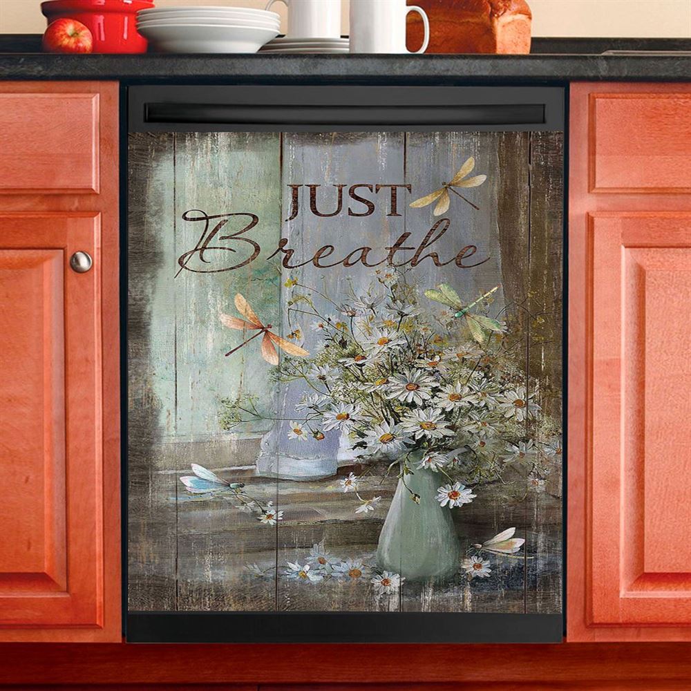 Just Breathe Dishwasher Cover, Bible Verse Dishwasher Wrap, Christian Kitchen Decoration