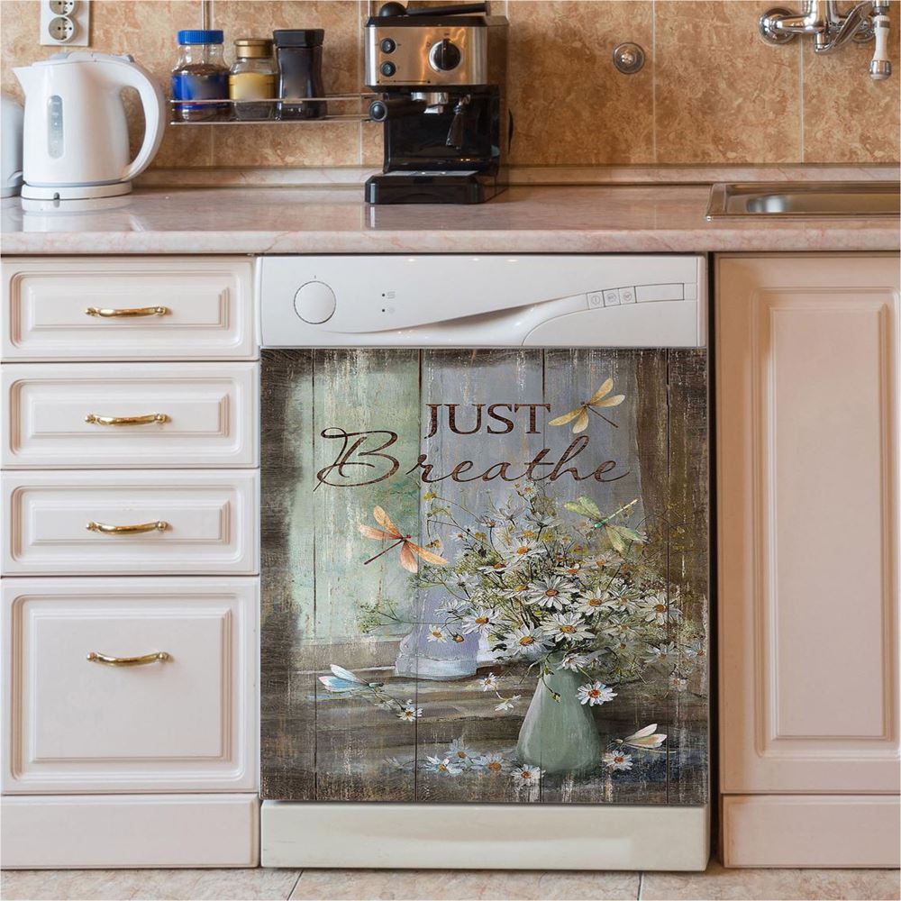 Just Breathe Dishwasher Cover, Bible Verse Dishwasher Wrap, Christian Kitchen Decoration