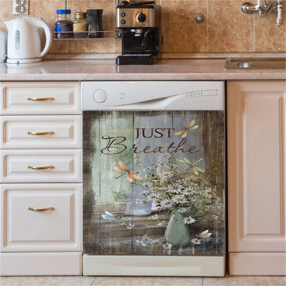 Just Breathe Dishwasher Cover, Bible Verse Dishwasher Wrap, Christian Kitchen Decoration