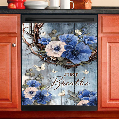 Just Breathe Dishwasher Cover, Bible Verse Dishwasher Wrap, Inspirational Kitchen Decoration