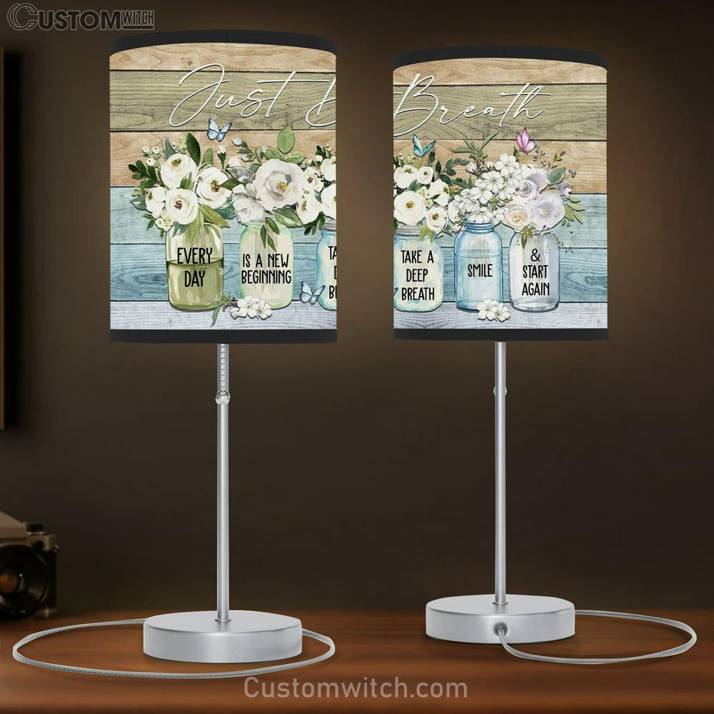 Just Breathe Every Day Is A New Beginning Table Lamb Art - Scripture Table Lamb Prints - Christian Lamb Gift