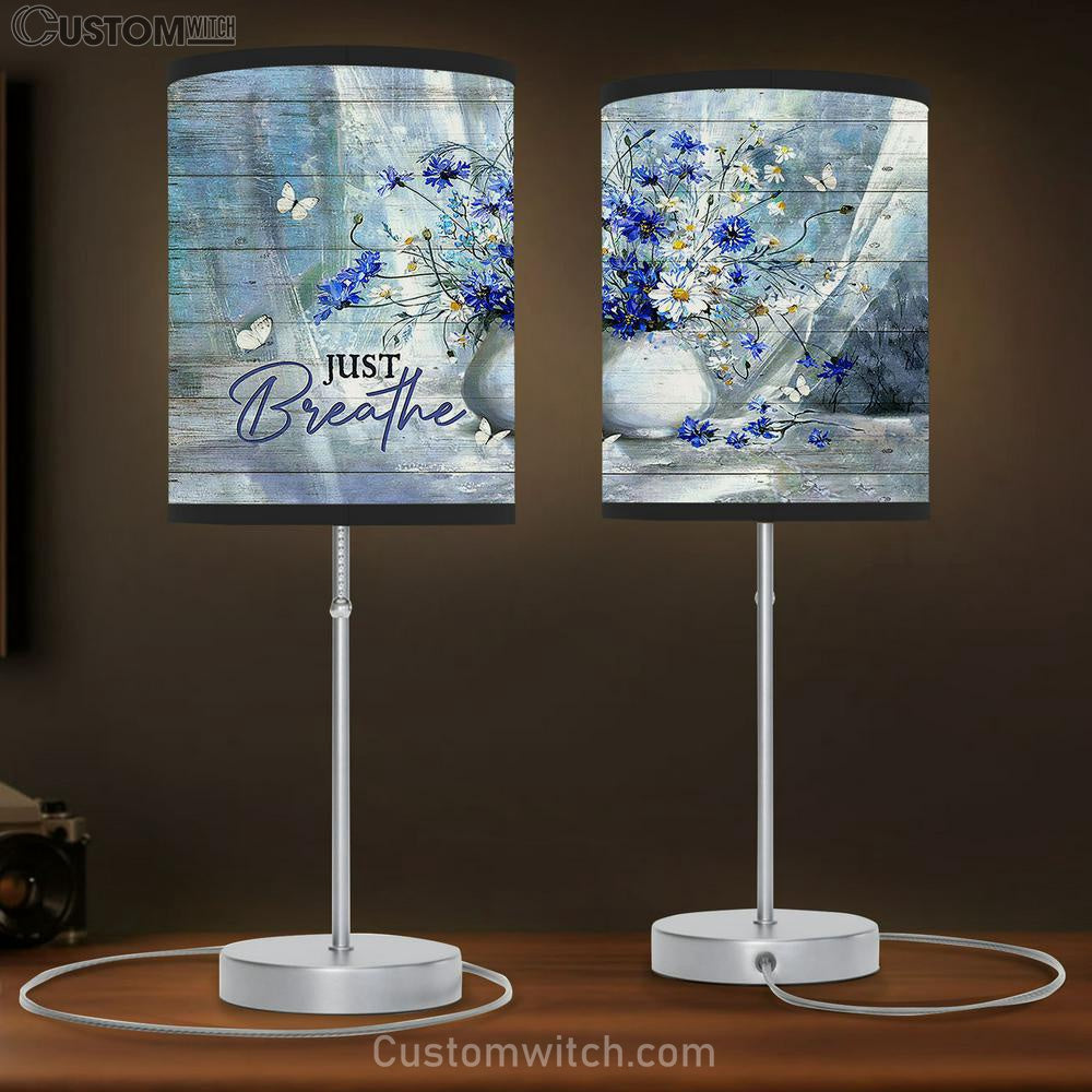 Just Breathe Flower Daisy Vase Table Lamb Art - Bible Verse Lamb Gift - Christian Bedroom Decor