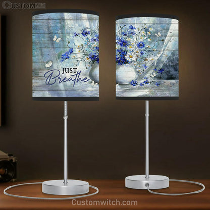 Just Breathe Flower Daisy Vase Table Lamb Art - Bible Verse Lamb Gift - Christian Bedroom Decor