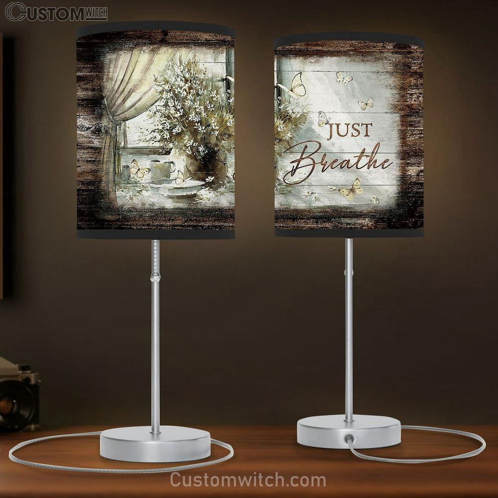 Just Breathe Flower Flower Vase Table Lamb Gift - Bible Verse Table Lamb - Religious Bedroom Decor