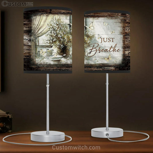 Just Breathe Flower Flower Vase Table Lamb Gift - Bible Verse Table Lamb - Religious Bedroom Decor