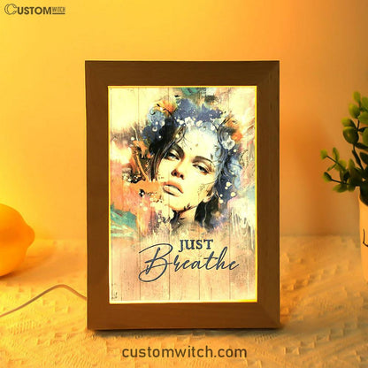 Just Breathe Frame Lamp Art - Bible Verse Wooden Lamp - Inspirational Art - Christian Home Decor