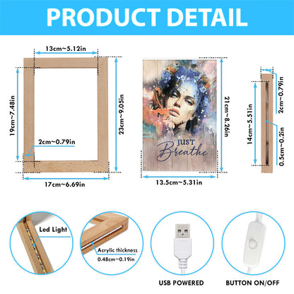 Just Breathe Frame Lamp Art - Bible Verse Wooden Lamp - Inspirational Art - Christian Home Decor