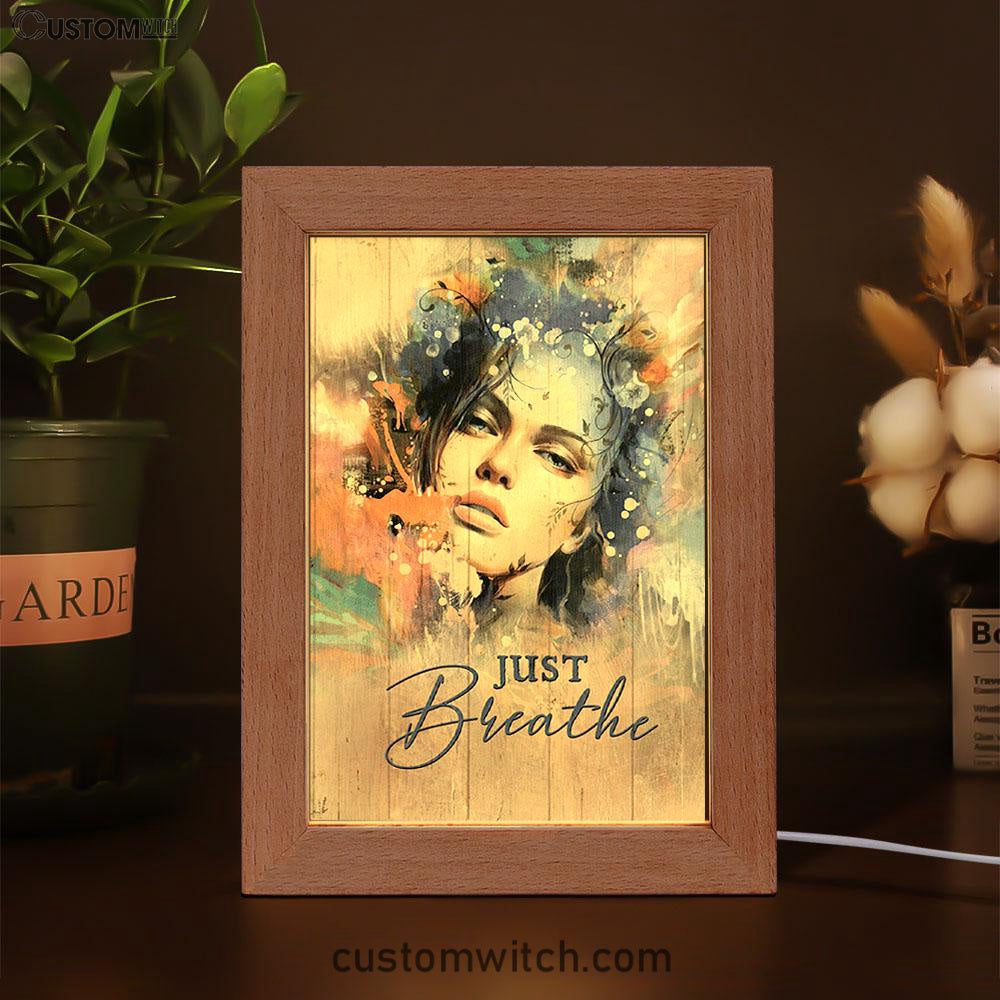 Just Breathe Frame Lamp Art - Bible Verse Wooden Lamp - Inspirational Art - Christian Home Decor