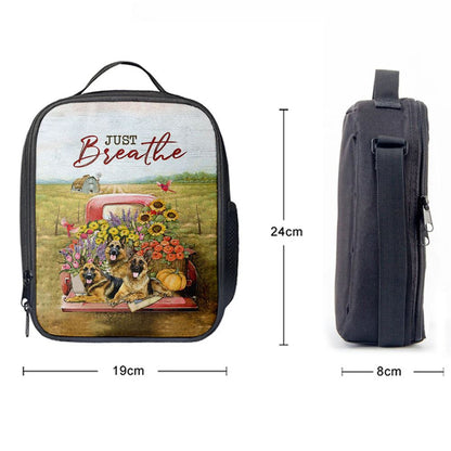 Just Breathe German Shepherd Dog Lunch Bag, Christian Lunch Box For School, Picnic